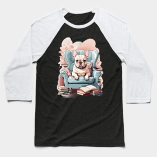 Whimsical French Bulldog Reading Nook Baseball T-Shirt